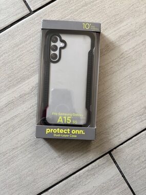 protect onn. Dual-Layer Case for Samsung Galaxy A15 5G - Black/Clear
